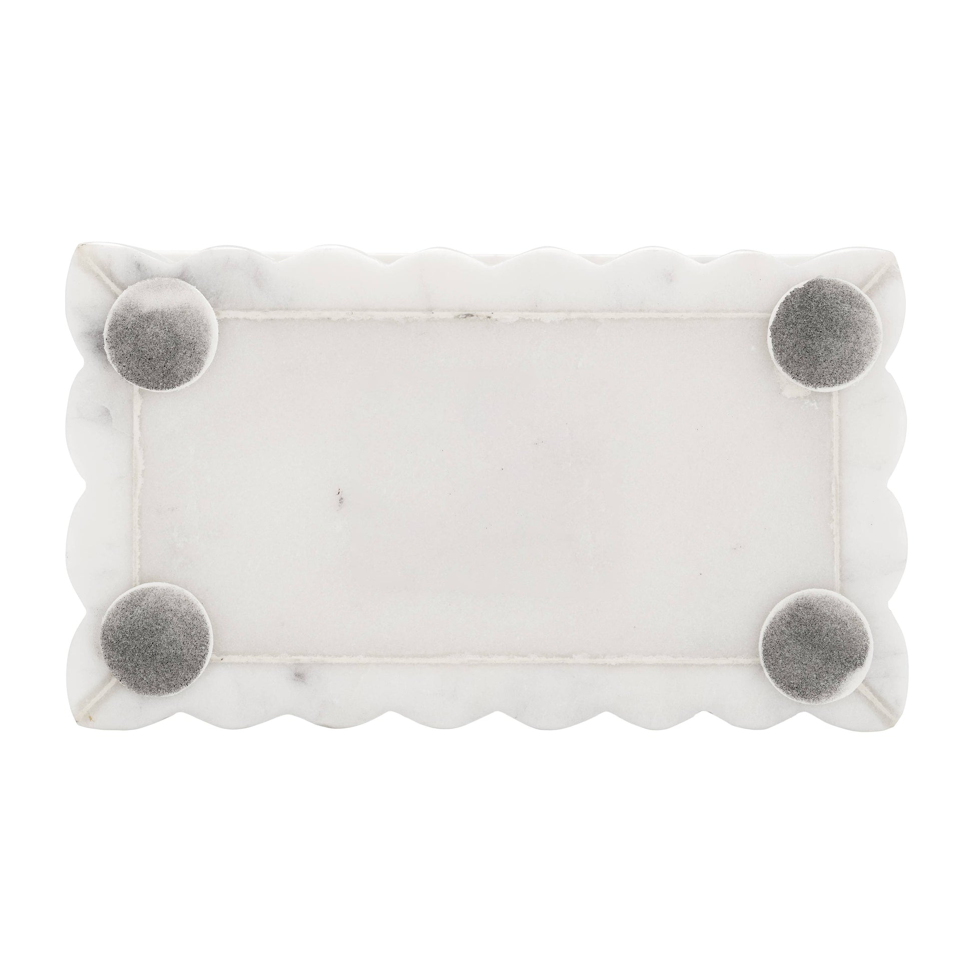 White 7x3" Marble Rectangular Ridged Decorative Box