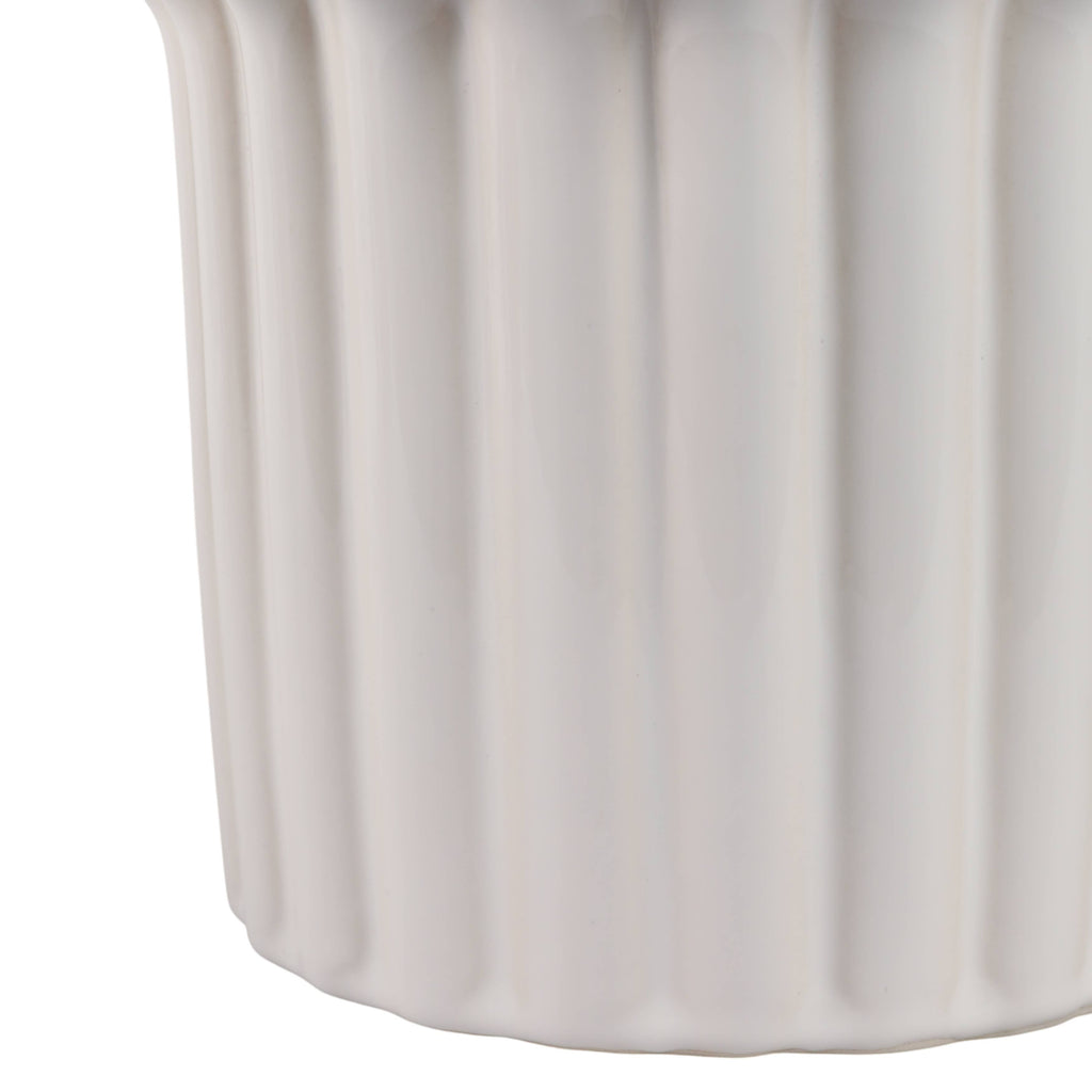 Stoneware Vertical Ridged Planters Set of 2 - Ivory, 9/7 in.