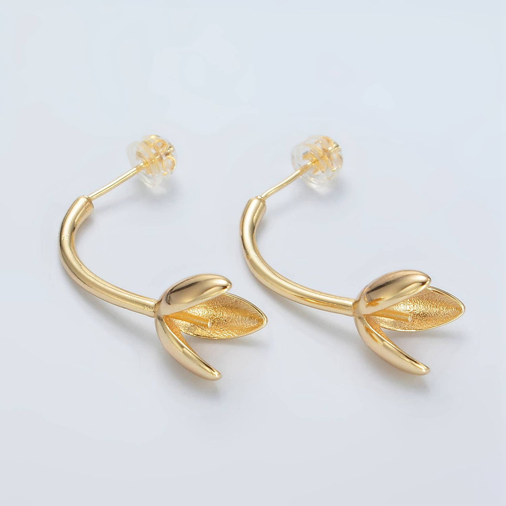 24K Gold Filled Tulip Flower Drop Stud Earrings | Q-386