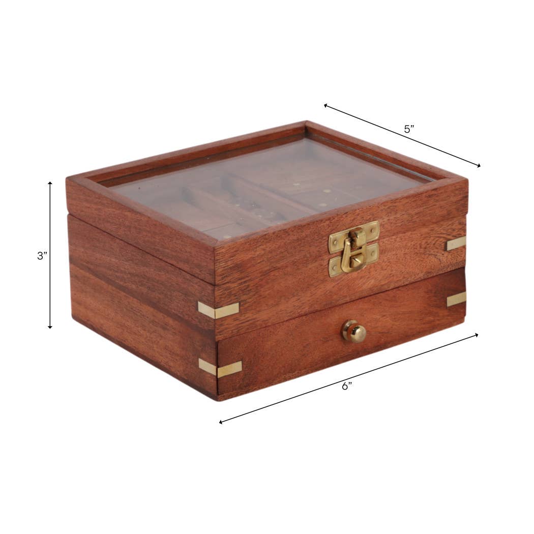 Game Set - Brown/Gold Wood 3 in 1 with Storage Case