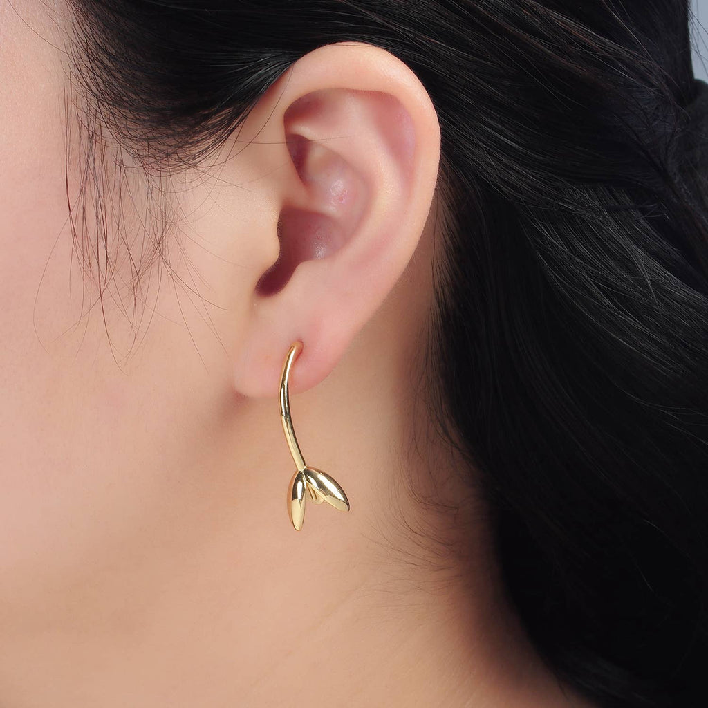 24K Gold Filled Tulip Flower Drop Stud Earrings | Q-386