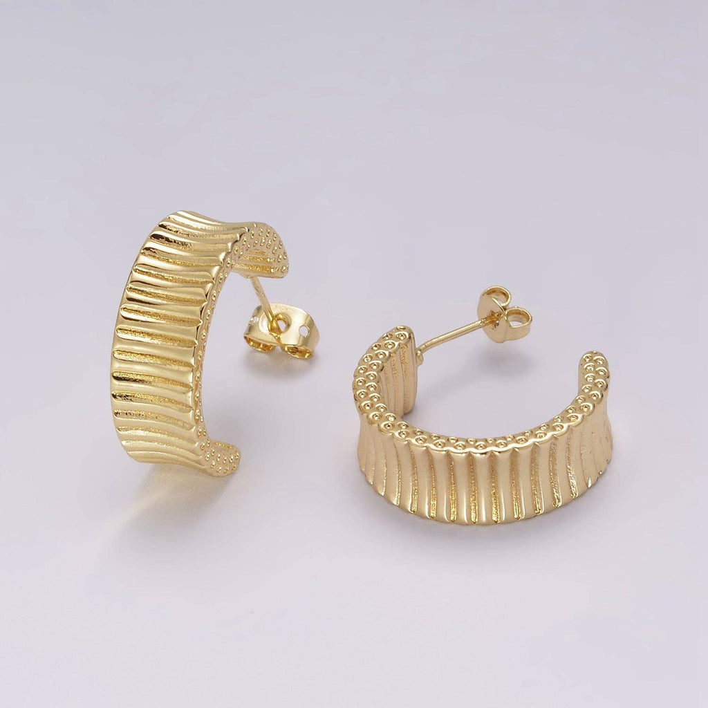 Chunky Striped hoop earrings, Modern hoop earrings 24K Gold Filled Hoop earrings