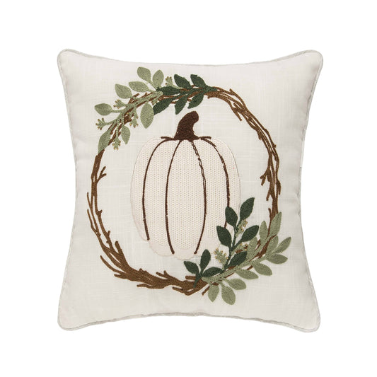 Fall/Harvest White Pumpkin Wreath Throw Pillow