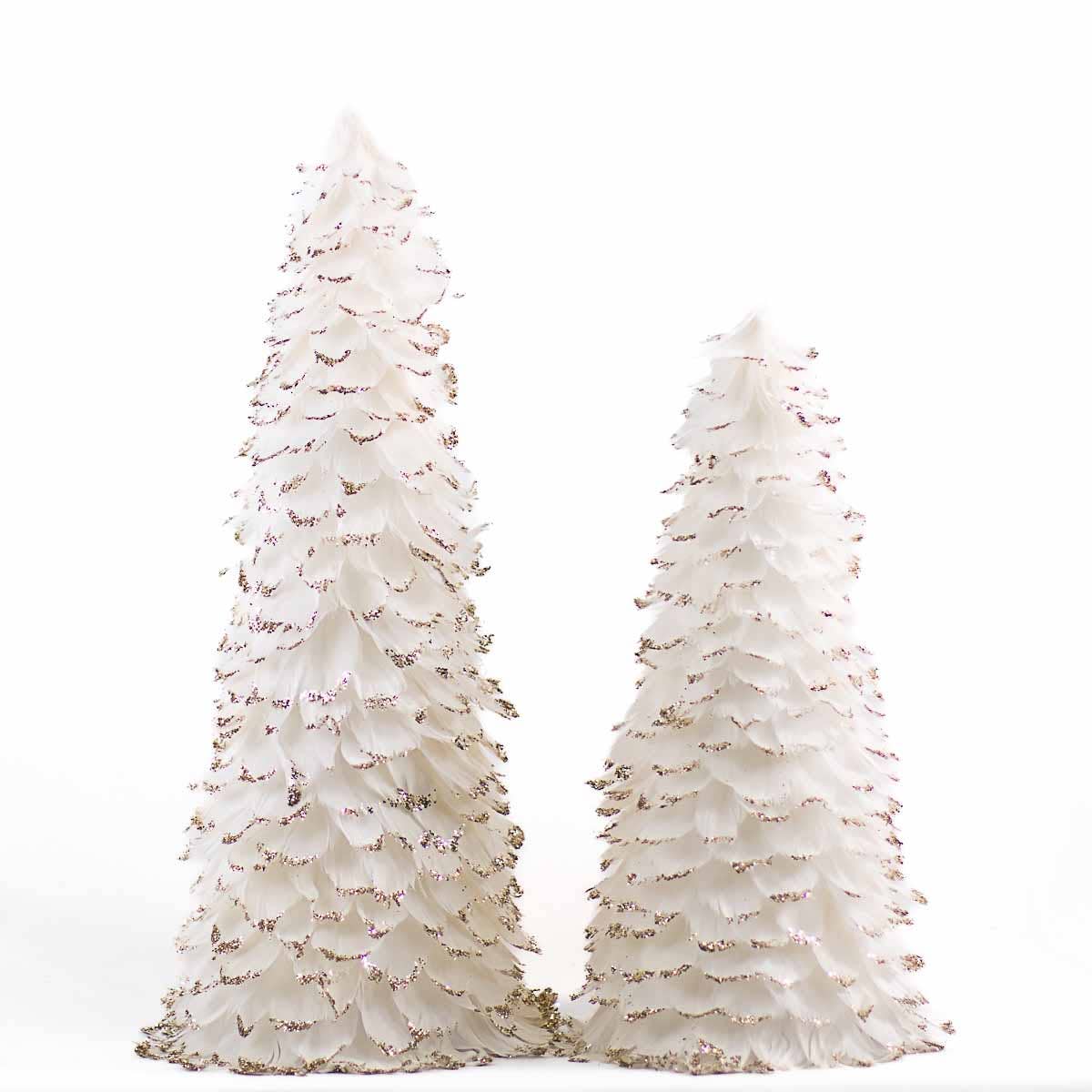 Winter Feather Tree   White/Gold   19.5"