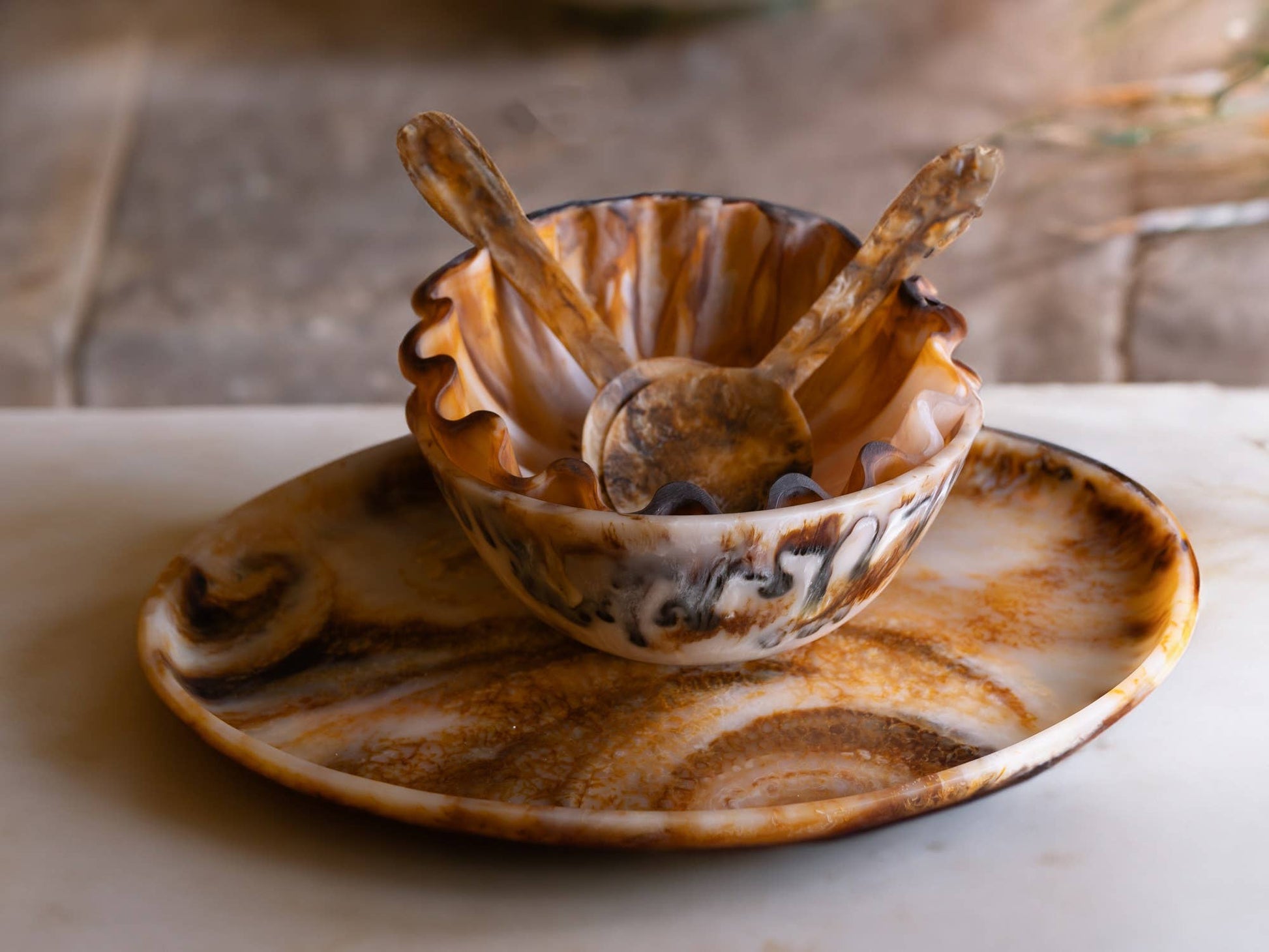 Tortoiseshell Salad Servers Set of 2