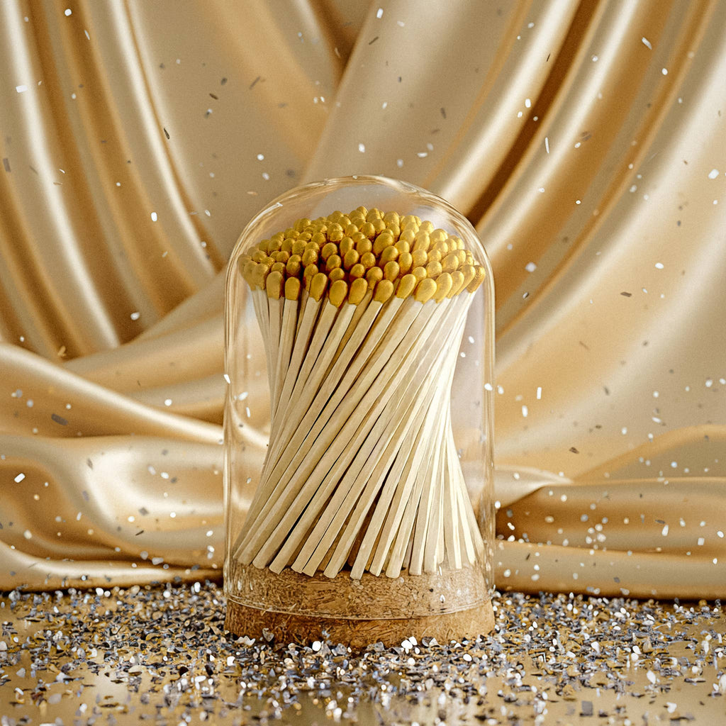 4" Matches in Premium Glass Cloche - Color of Your Choice