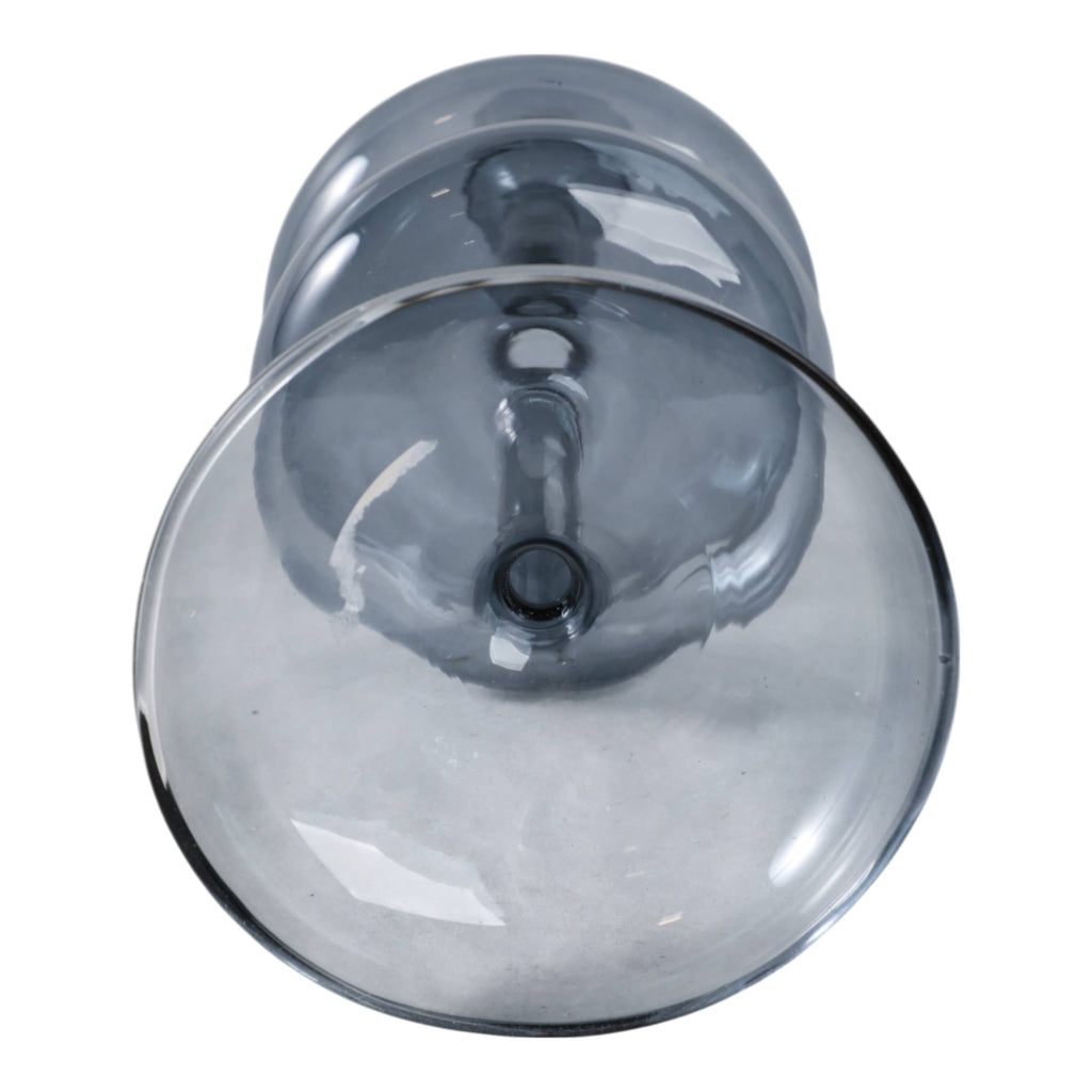 Candle Holder - Blue Glass Retro Bubble Taper, 11 in.