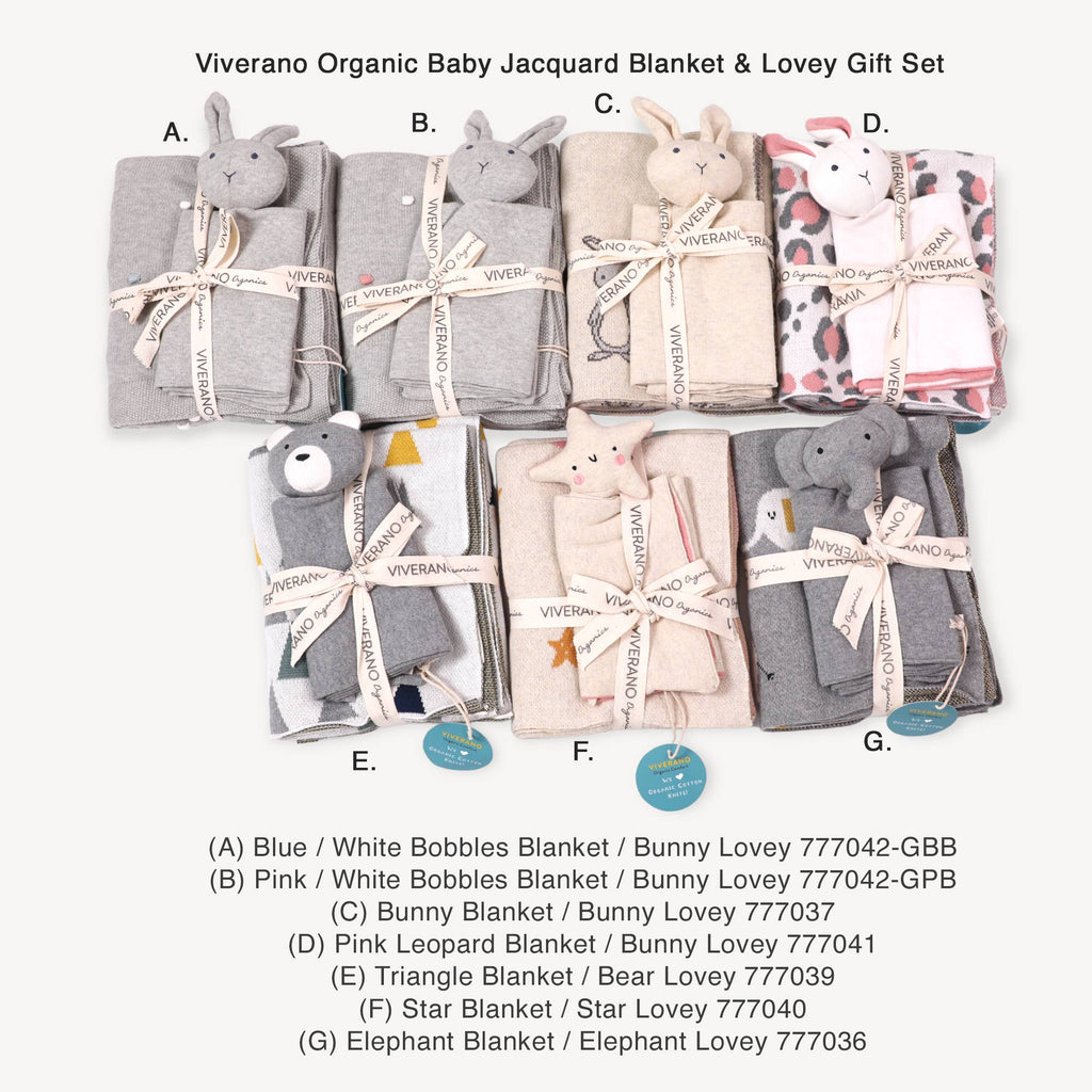 Bunny Mommy & Me Baby Knit Blanket & Lovey Gift SET