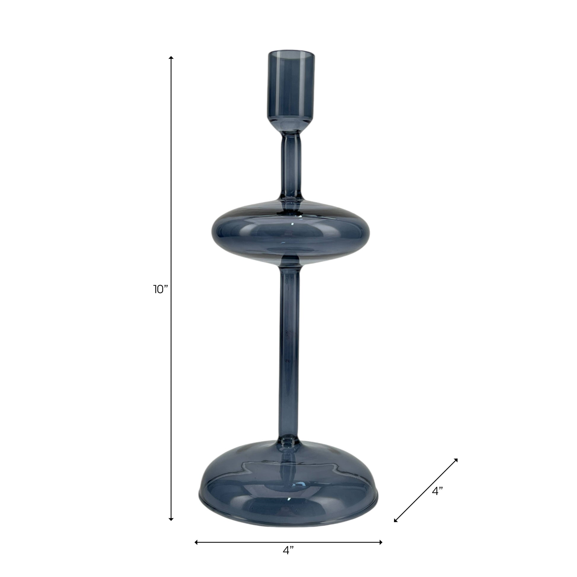 Candle Holder - Blue Glass Retro Bubble Taper, 10 in.