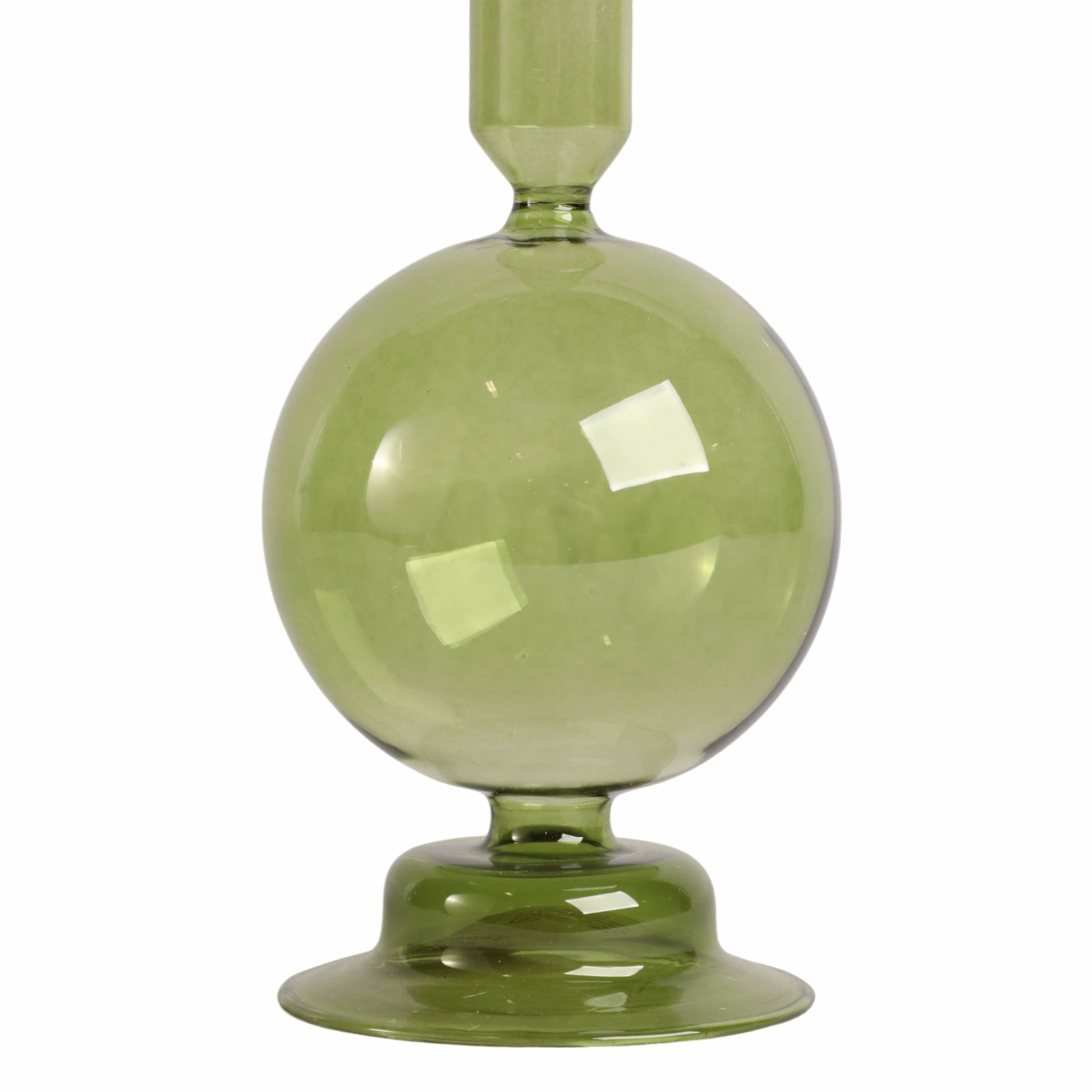 Taper Candle Holder - Olive Glass Bubble, 7 in.