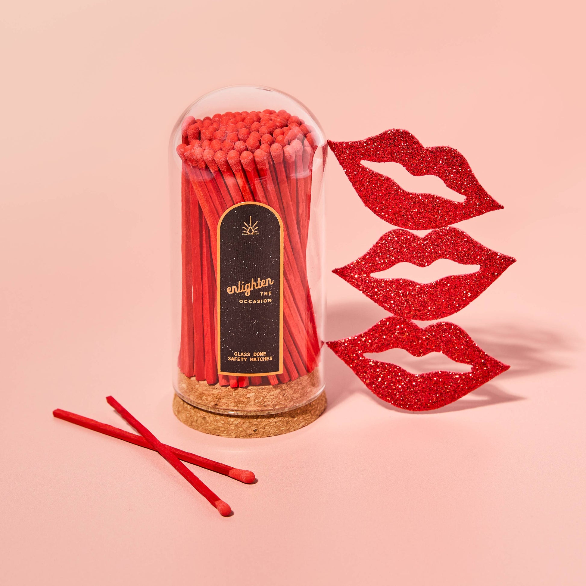 Corked Glass Dome with Ruby Red Matches – Candle Accessory
