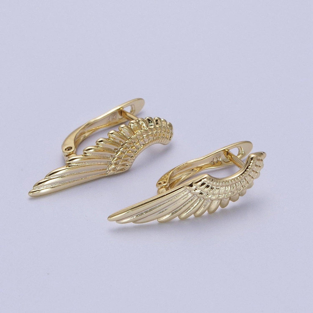 Angel Wing Earrings, Gold Hoop Earrings With Wing AE1012