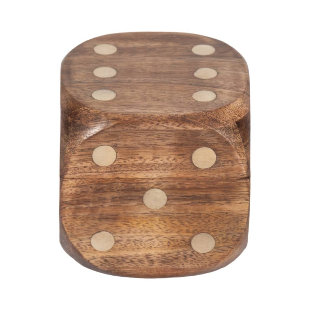 Box Game Set - Brown Mango Wood - Dice Shaped Storage