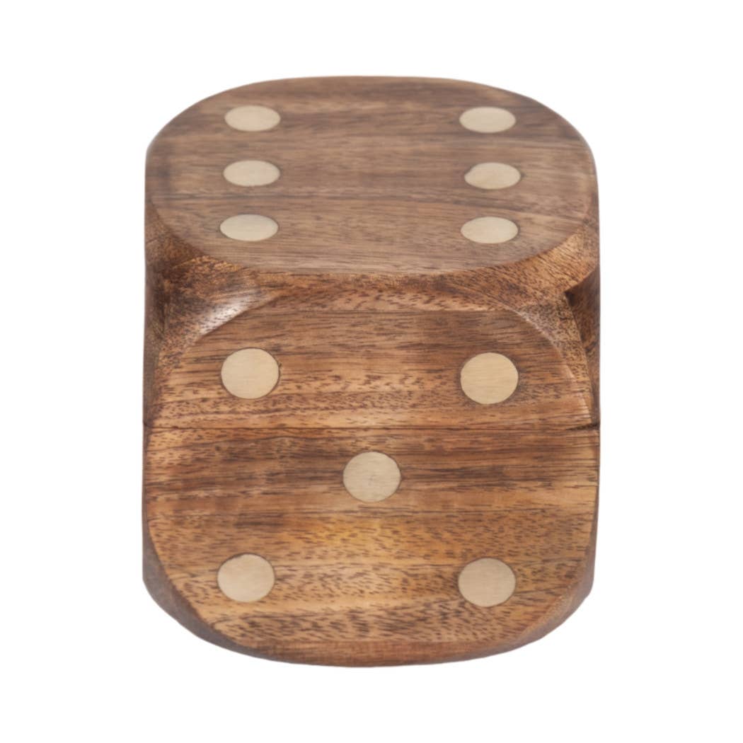Box Game Set - Brown Mango Wood - Dice Shaped Storage