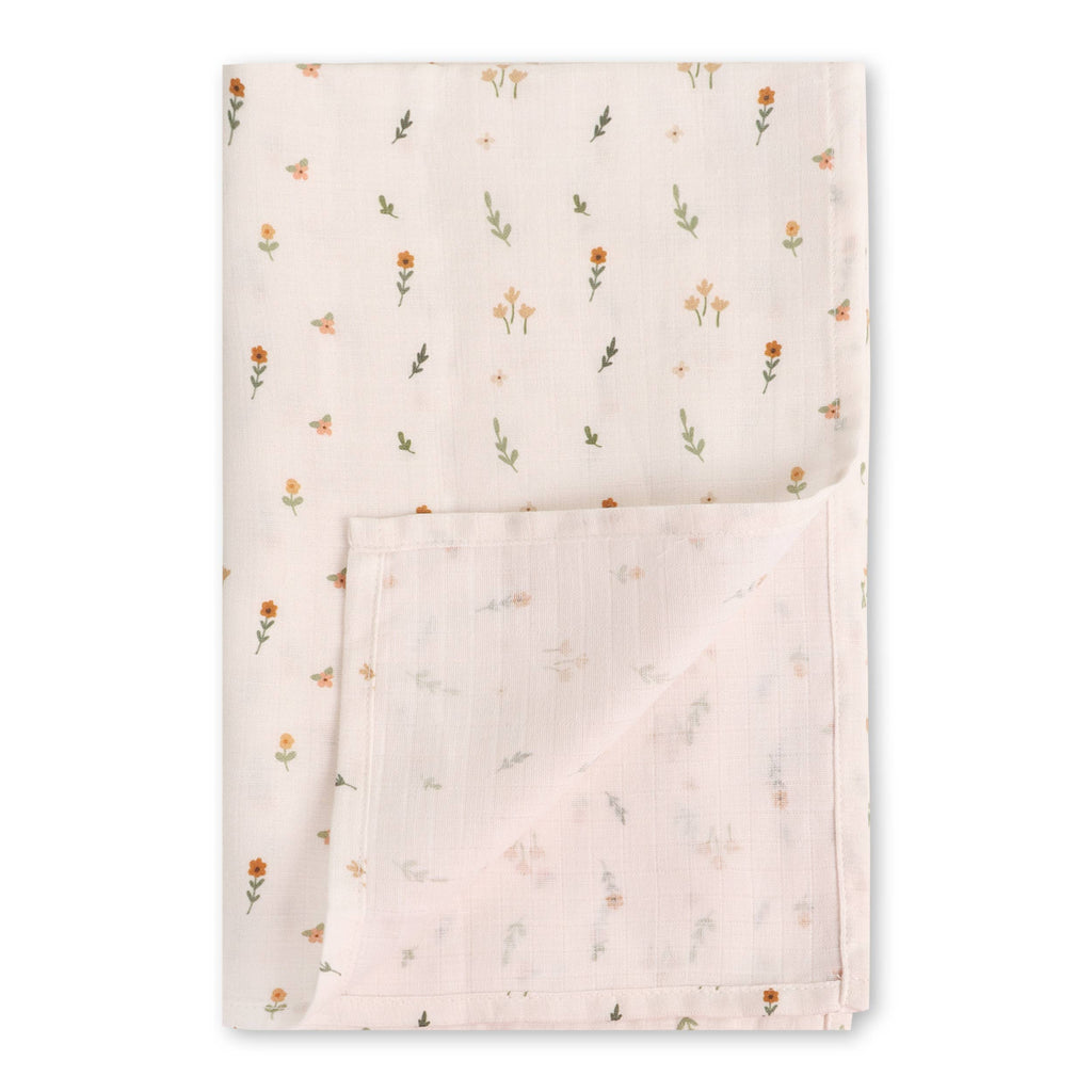 Boho Floral Baby Swaddle Blanket (Organic Muslin)