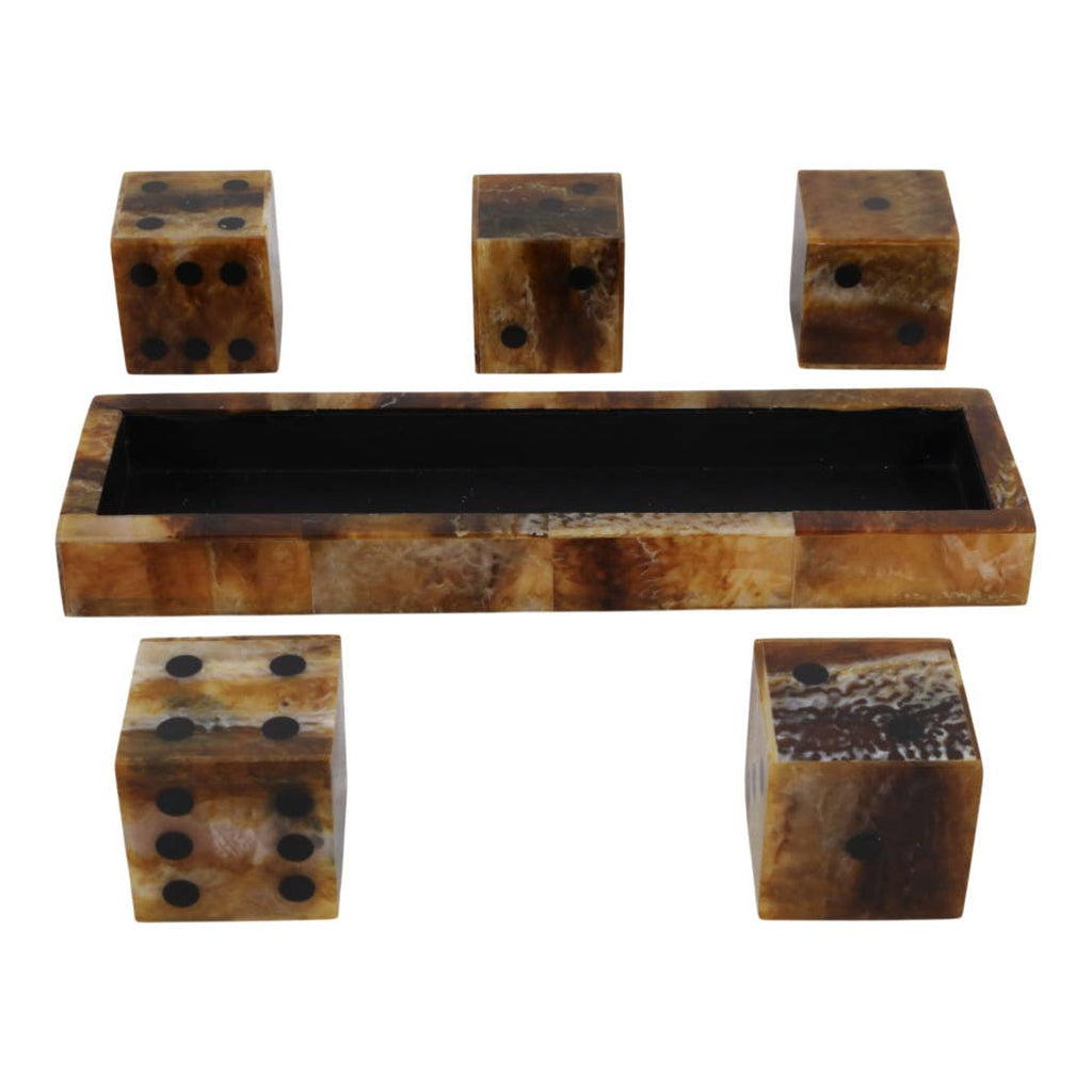 Board Game - Brown Wood Resin Tortoise Dice Set, 11 in.
