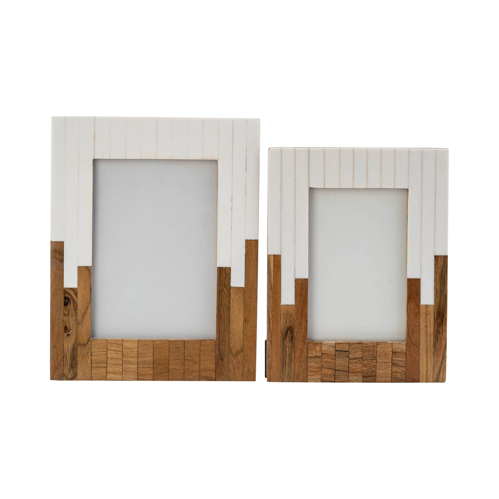 Resin Wood Casual Two-Tone Photo Frame - White, 4x6 in.