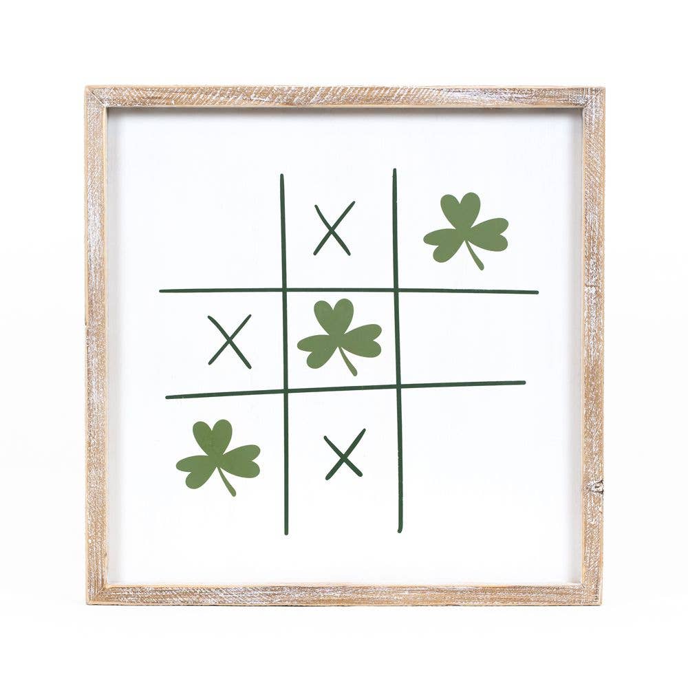 14x14 wood sign - HEART/CLOVER- Valentine St Patrick