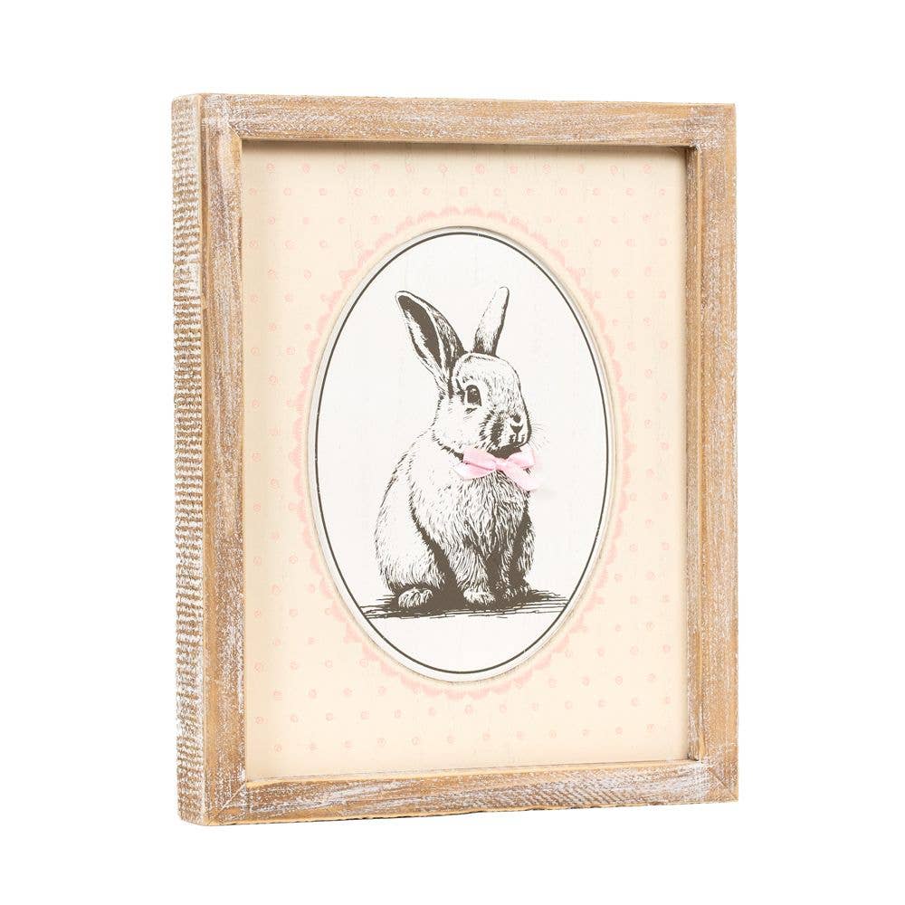 35009 - 10x12 wood frame sign TULP BUNNY Easter Spring decor
