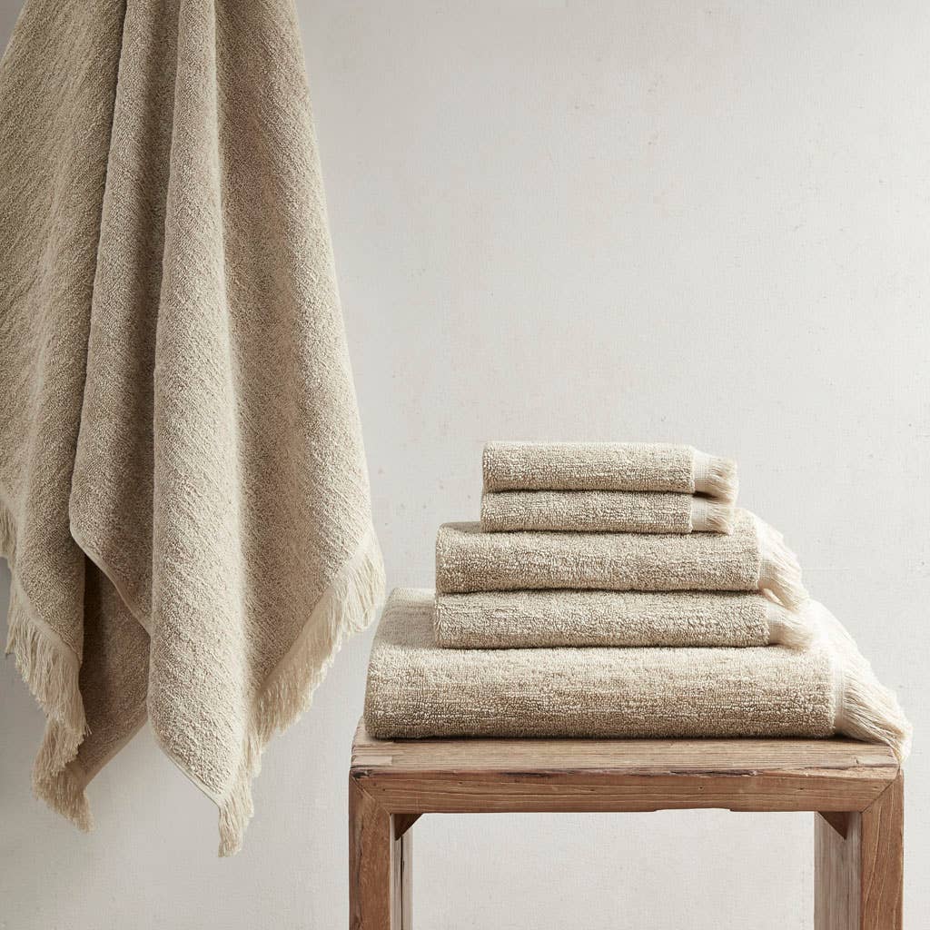 Terry Cotton 630gsm Fringed 6-Piece Towel Set, Taupe