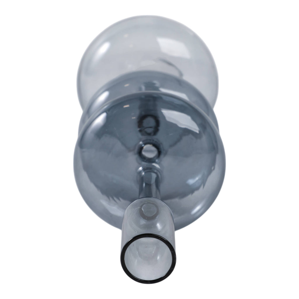 Candle Holder - Blue Glass Retro Bubble Taper, 11 in.
