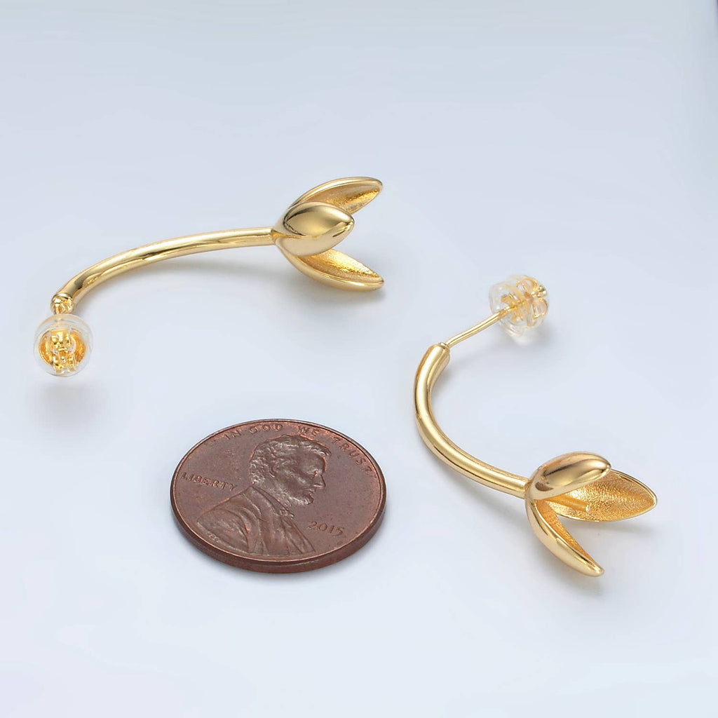 24K Gold Filled Tulip Flower Drop Stud Earrings | Q-386