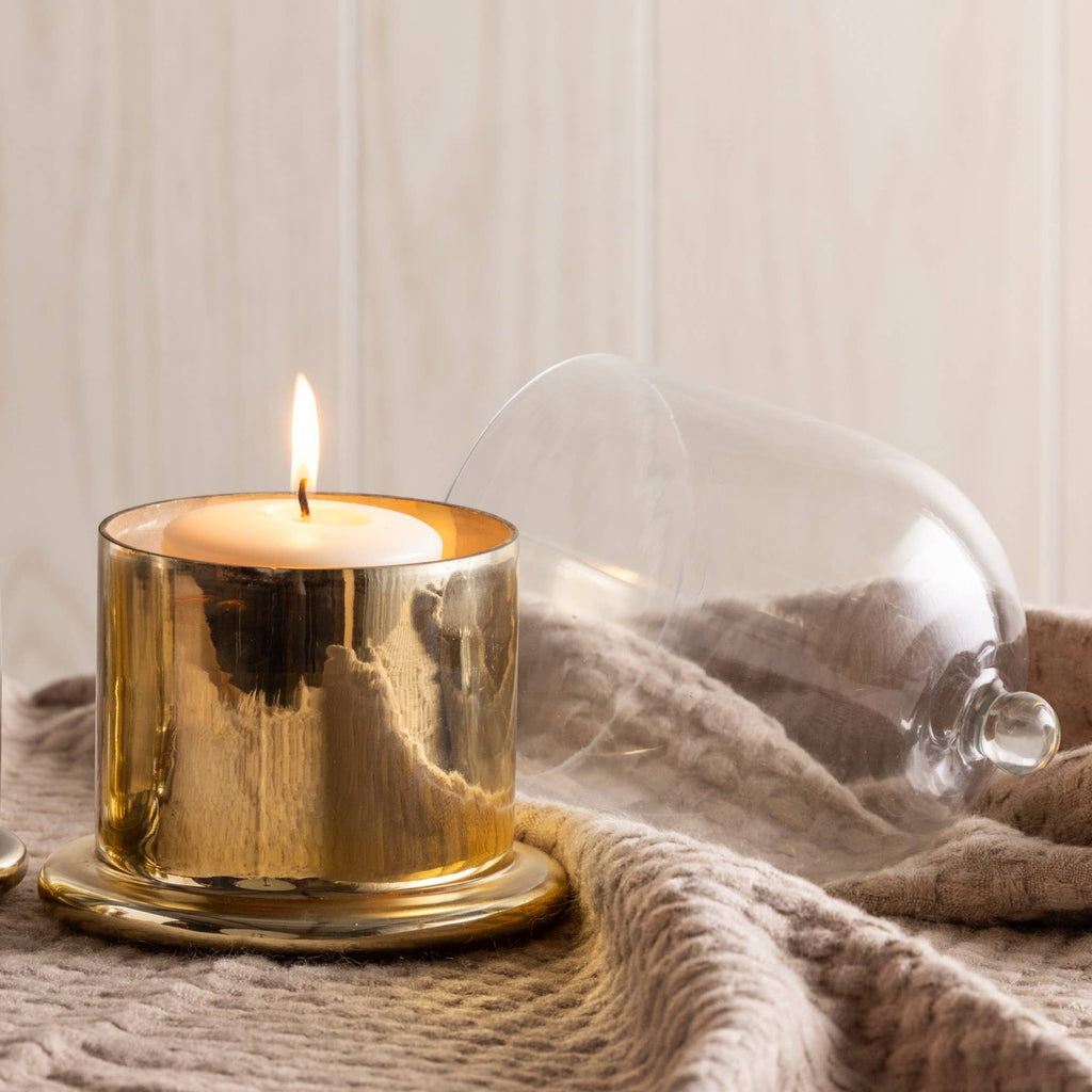 Glass 7" Gold Everyday Mercury Jar With Cloche DS