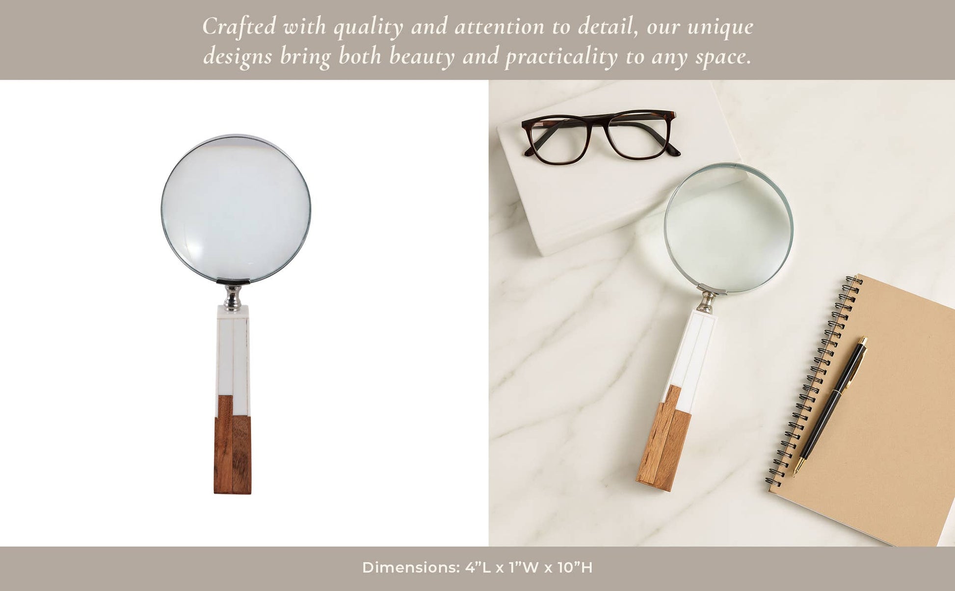 Decorative Object - White Resin 2-Toned Magnifying, 10 in.