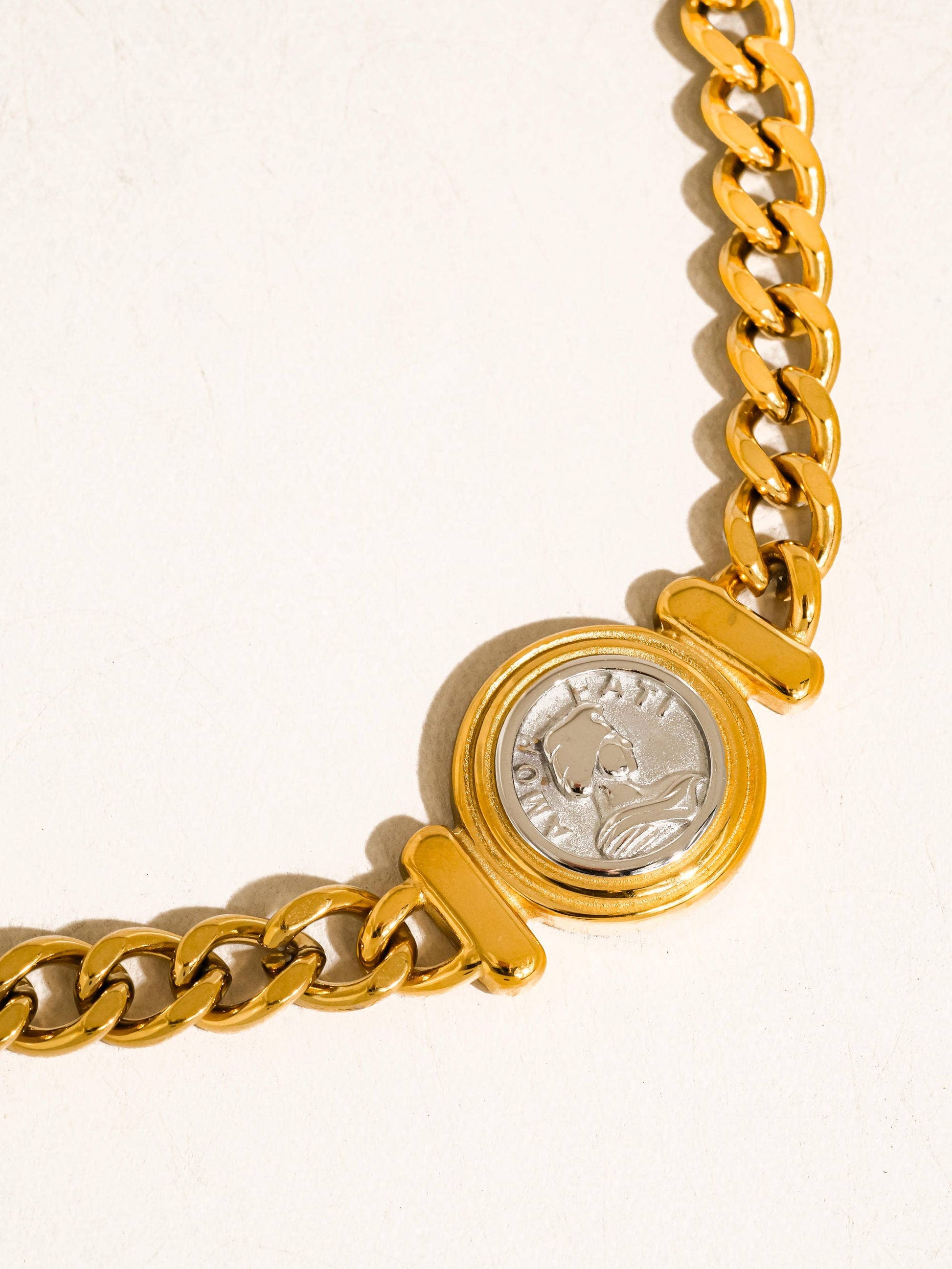 Parisse 18K Gold Non-Tarnish Coin Pendant Necklace