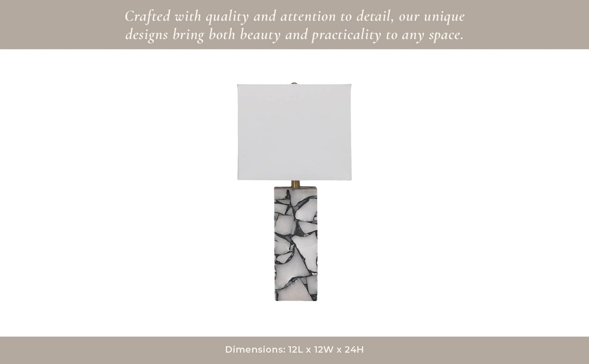 Table Lamp - White Stone Fabric Alabaster Pieces, 24 in.