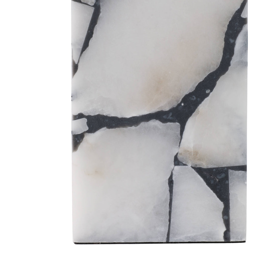 Table Lamp - White Stone Fabric Alabaster Pieces, 24 in.