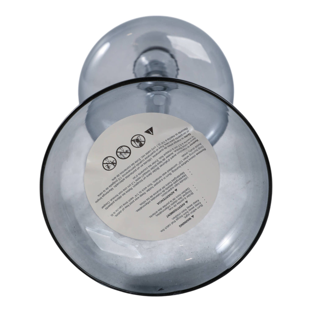 Candle Holder - Blue Glass Retro Bubble Taper, 10 in.