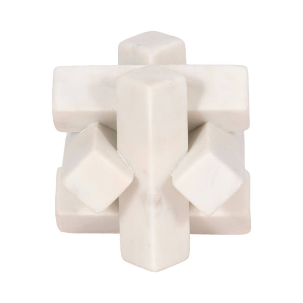 Sculpture - White Marble Faceted Interlocking Orb