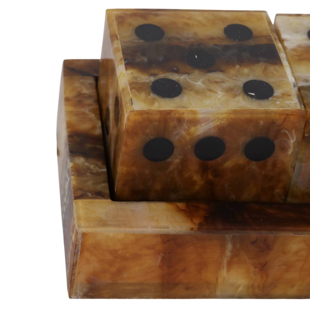Board Game - Brown Wood Resin Tortoise Dice Set, 11 in.
