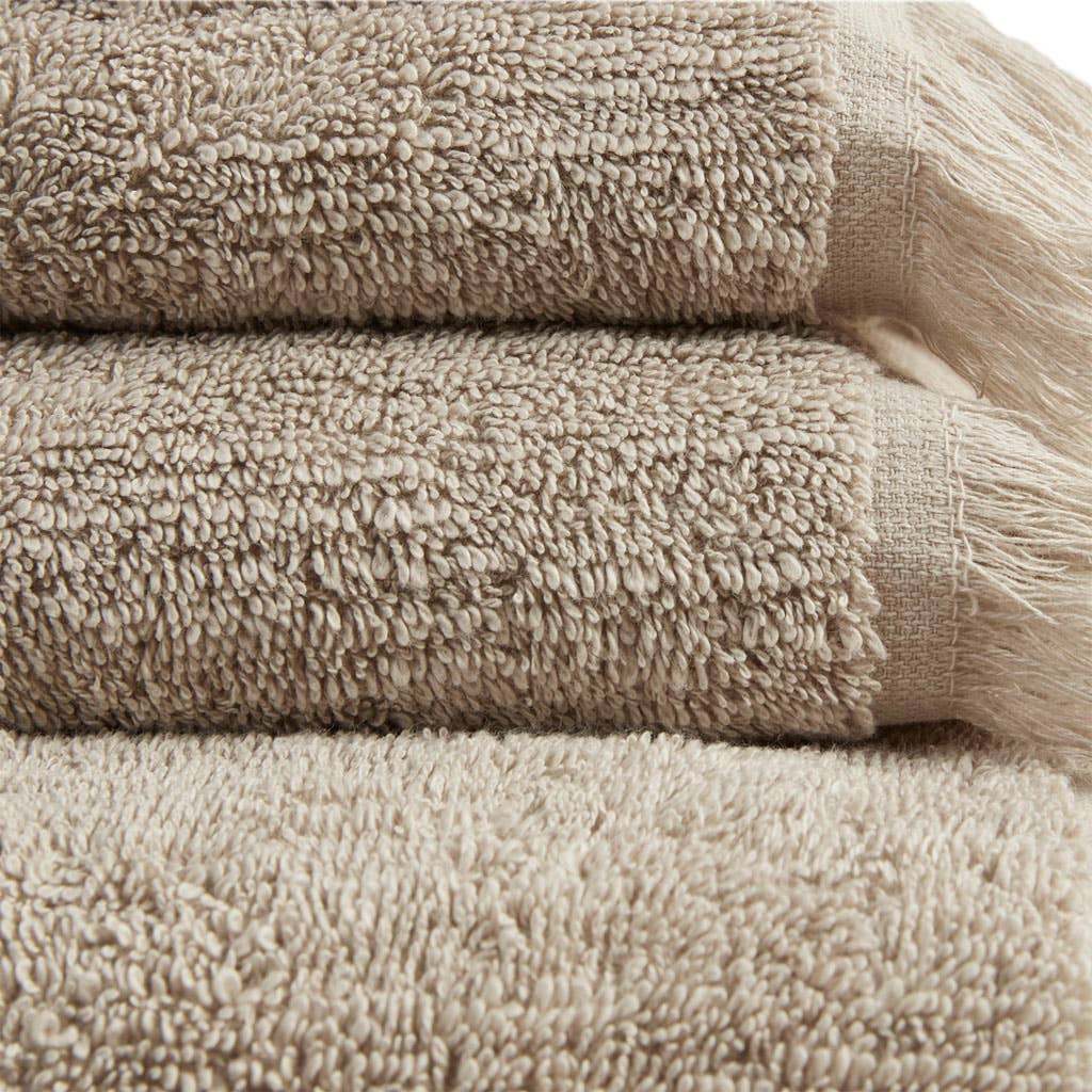 Terry Cotton 630gsm Fringed 6-Piece Towel Set, Taupe