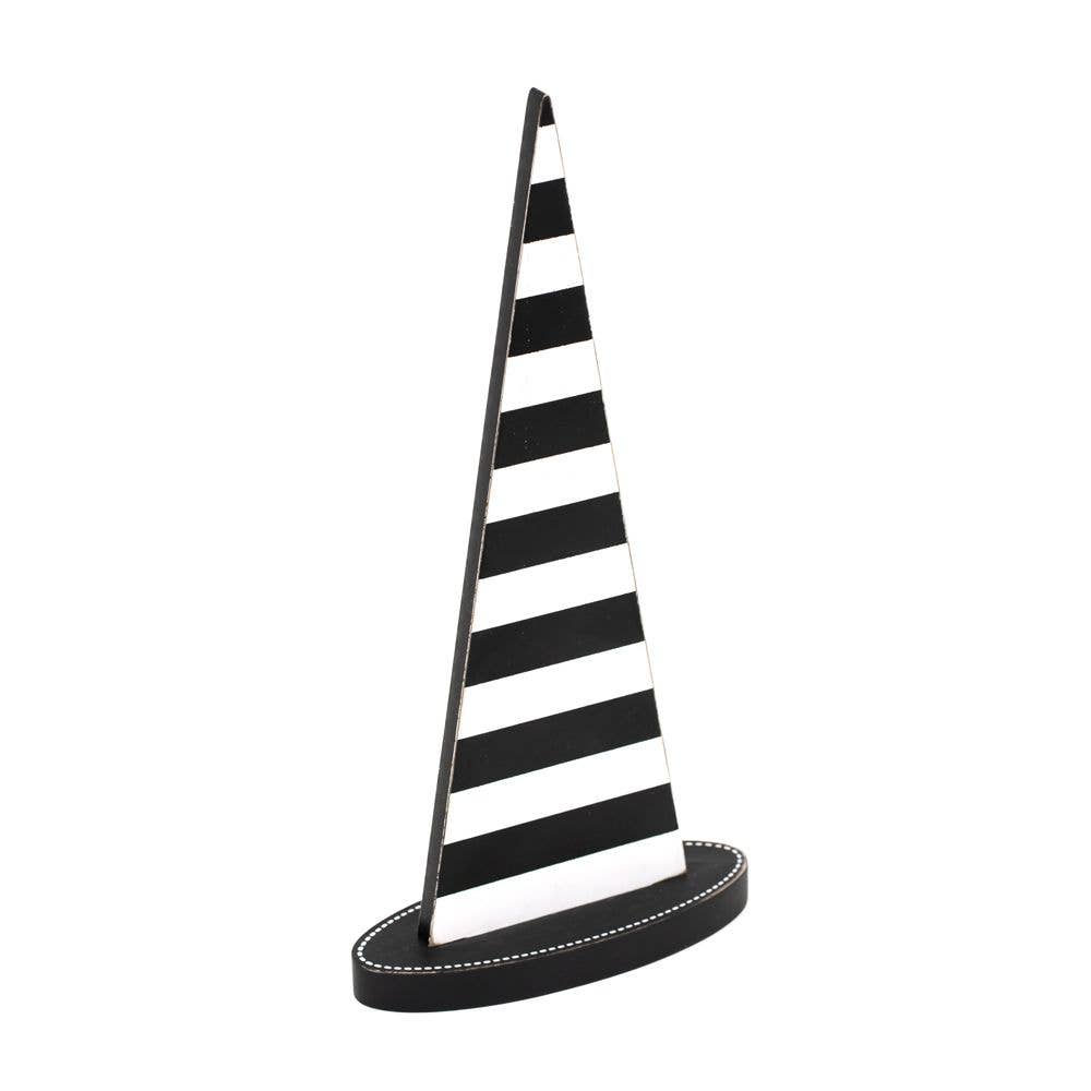 55303 - 6x12 wood witch hat (STRIPES)  FALL HALLOWEEN DECOR