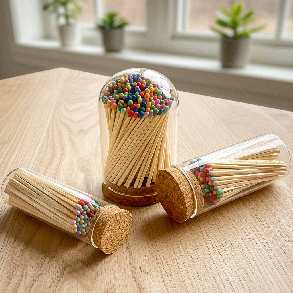 4" Matches in Premium Glass Cloche - Color of Your Choice