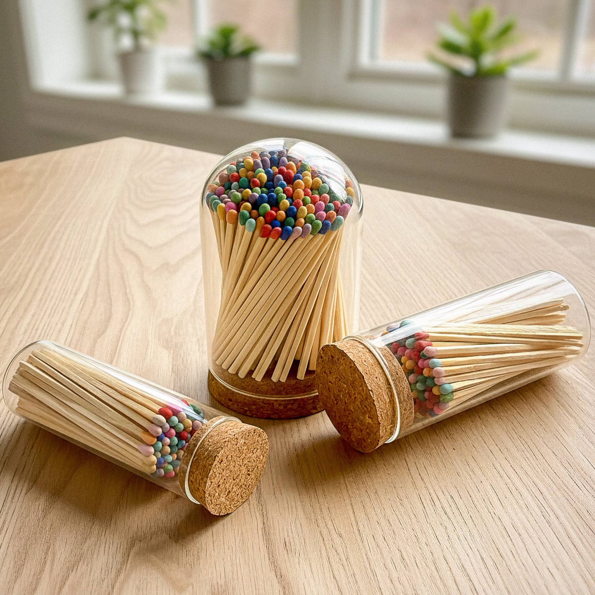 4" Matches in Premium Glass Cloche - Color of Your Choice