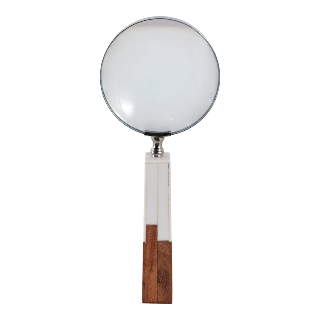 Decorative Object - White Resin 2-Toned Magnifying, 10 in.
