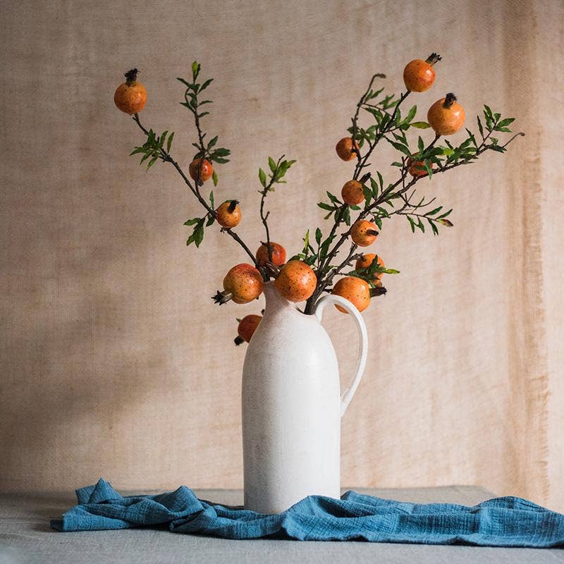 Artificial Fruit Yellow Orange Pomegranate Fruit Stem 36" Ta