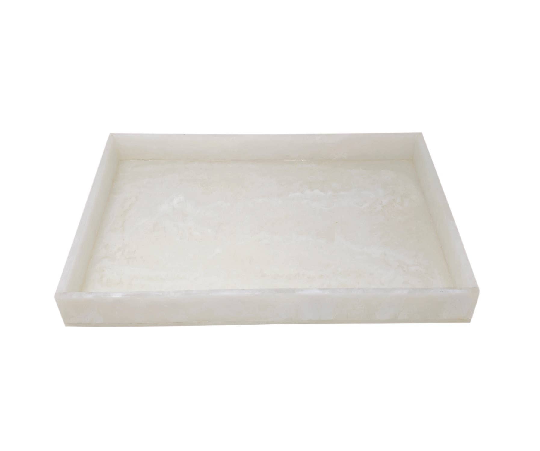 White Resin Rectangular Tray L 18.1" X W 11.81" X H 1.97"