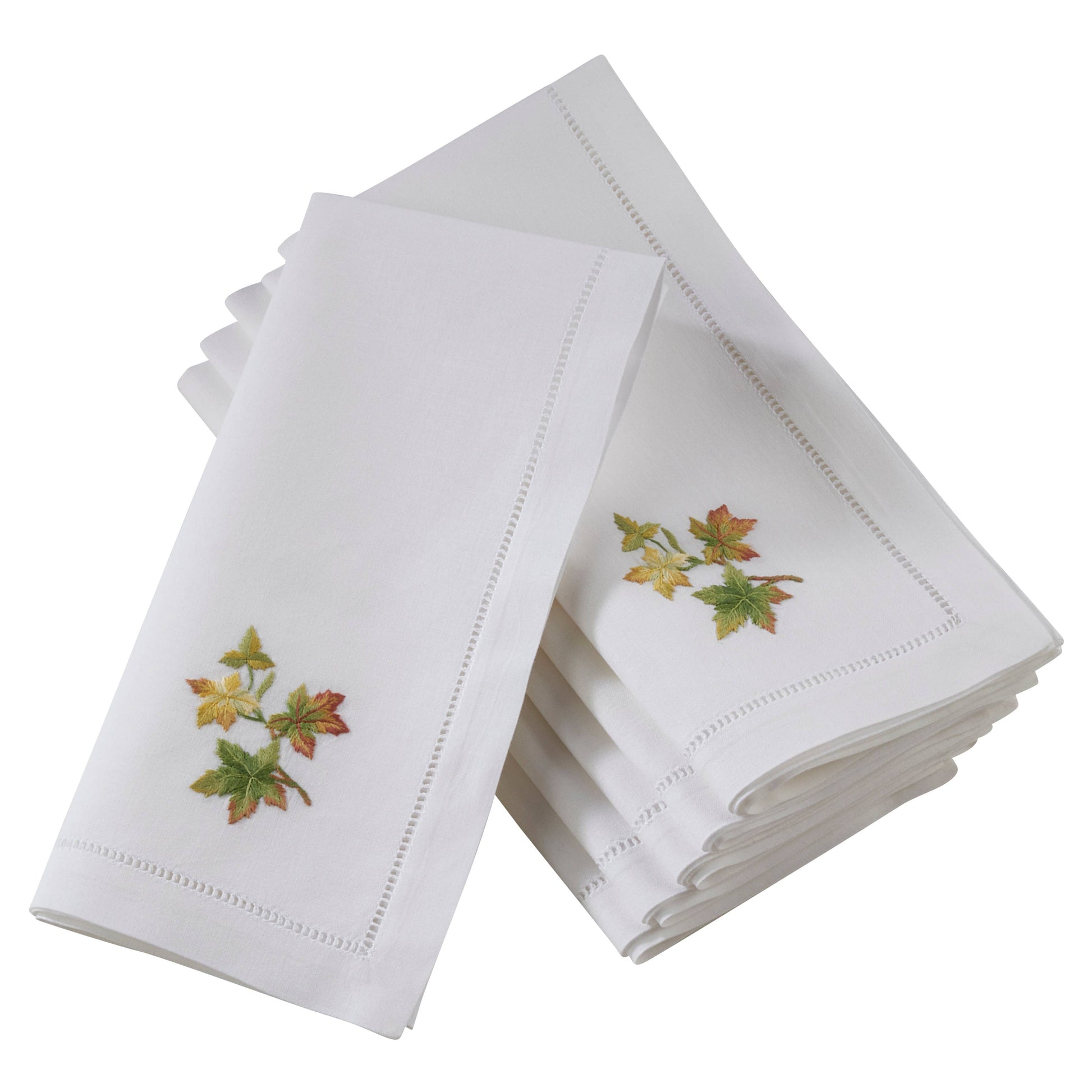 Embr'd Fall Leaf Hemstitch Napkin