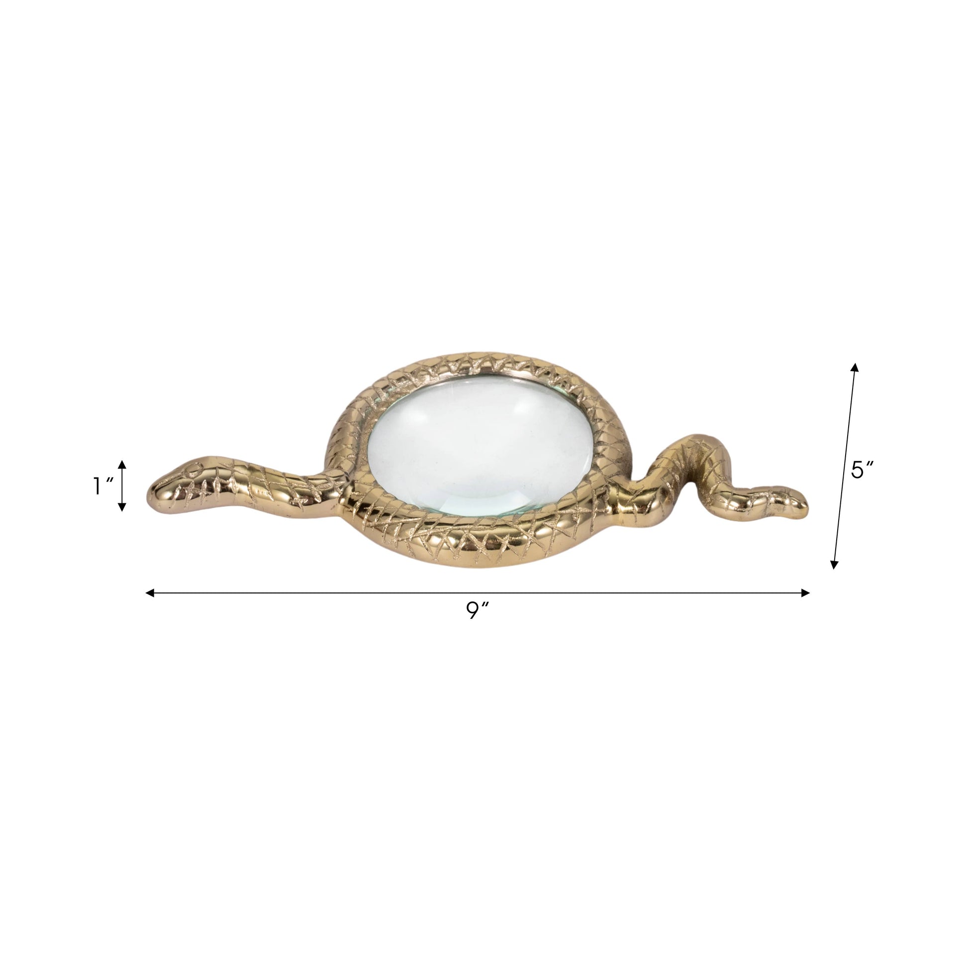 Decorative Object - Gold Metal Snake Magnifying Glass, 9 in.
