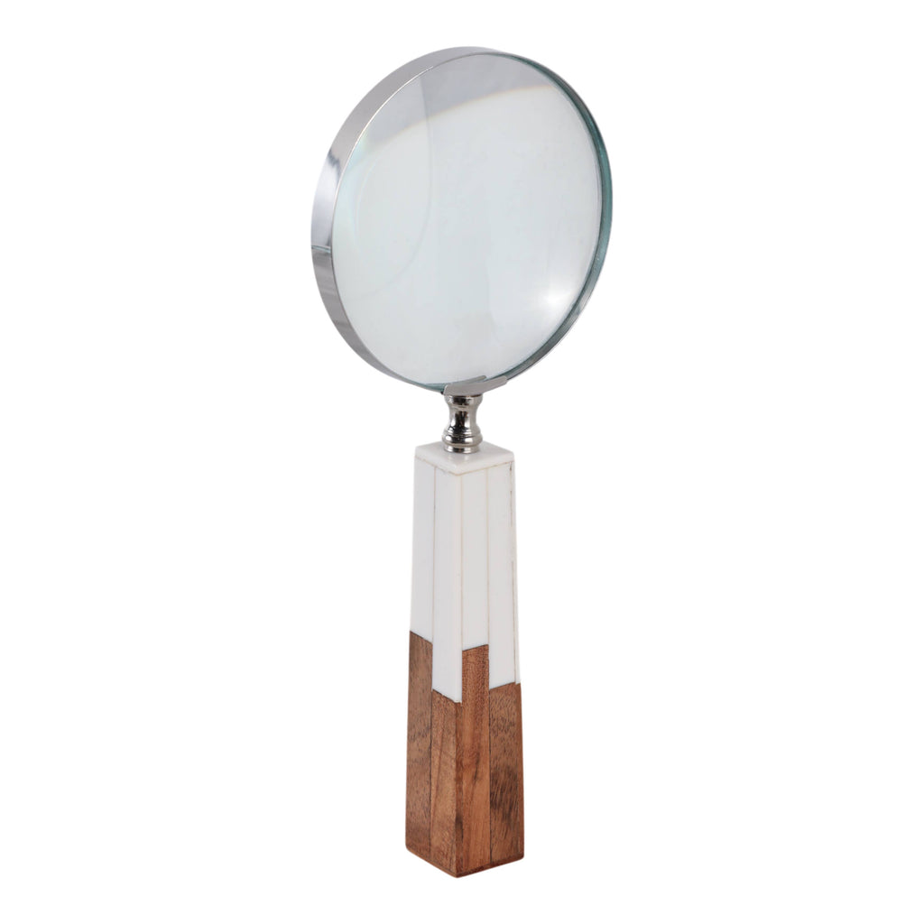 Decorative Object - White Resin 2-Toned Magnifying, 10 in.