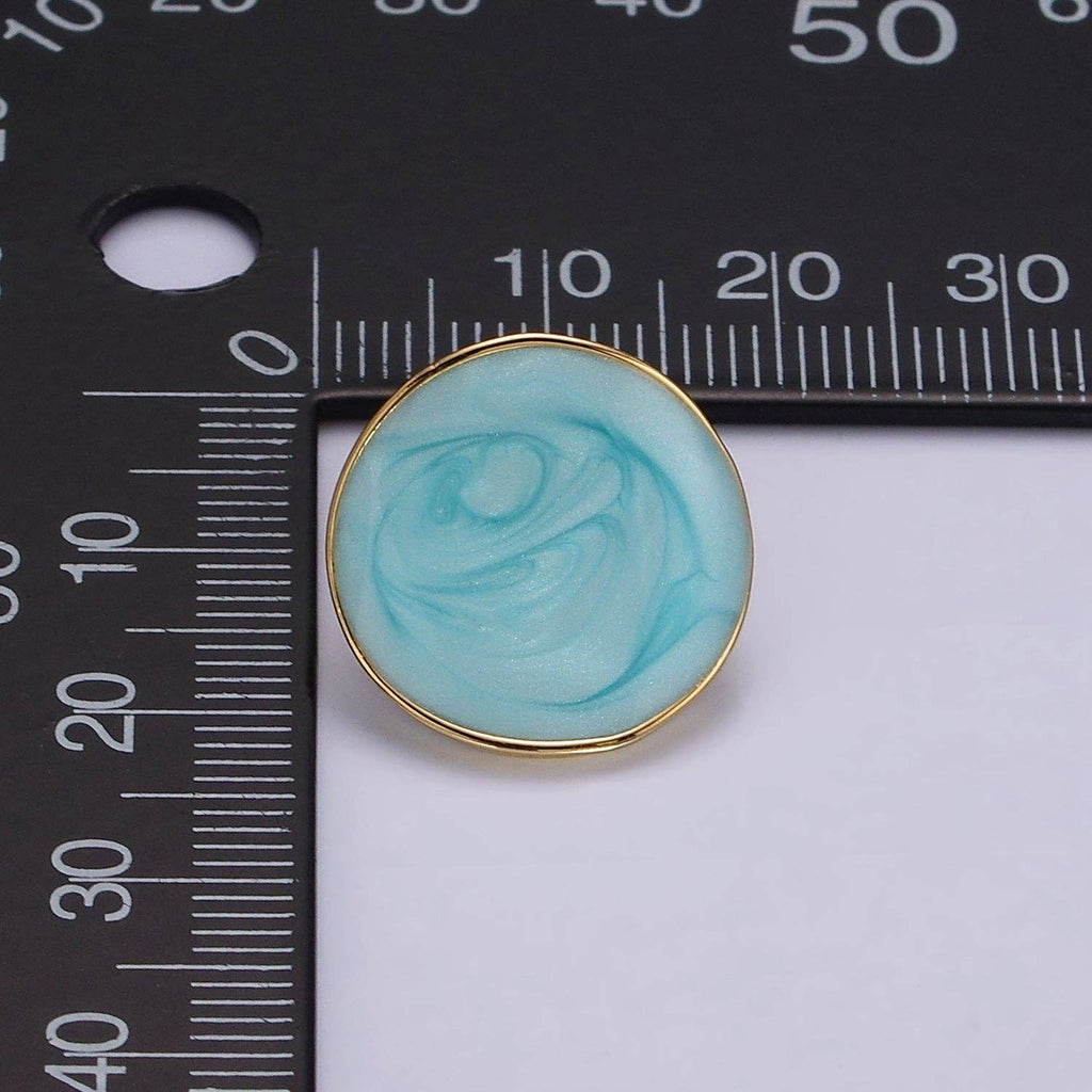 14K Gold Filled Purple, Pink, Blue, White, Green Enamel Dome Round Stud Earrings | V-251 - V-255