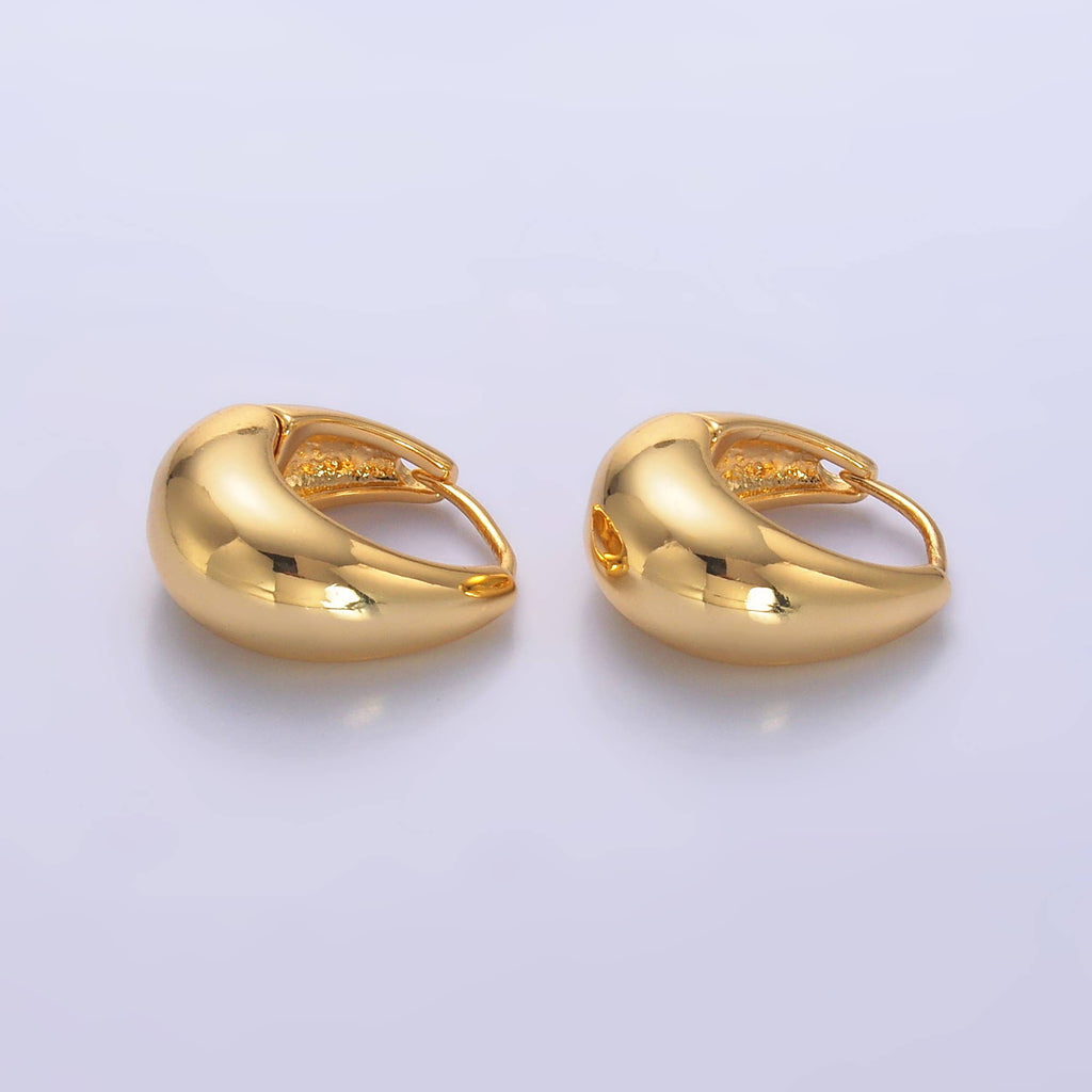Gold Dome Hoops Earrings 15mm Minimalist Jewelry