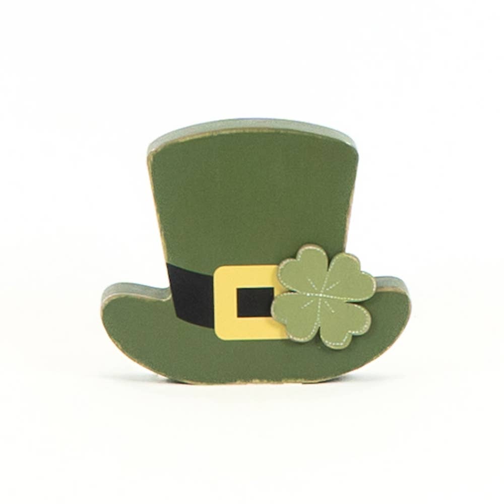 20112 - 4.75x4x1.25 chunky wood (HAT) St Patrick's Day decor