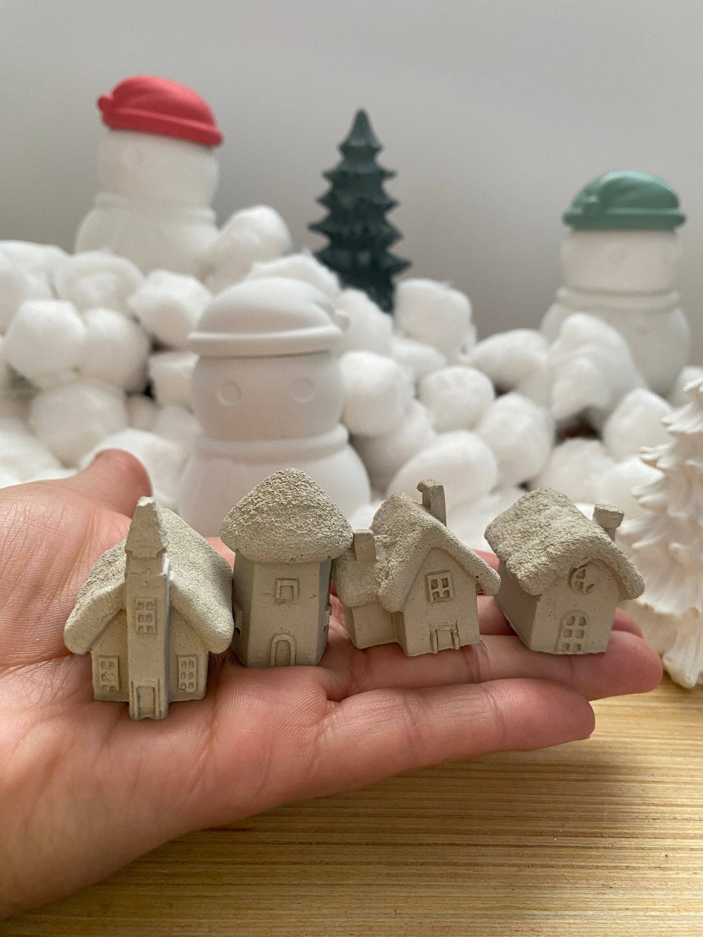 Mini Houses Village Set of 4| Holiday Ornaments | Christmas