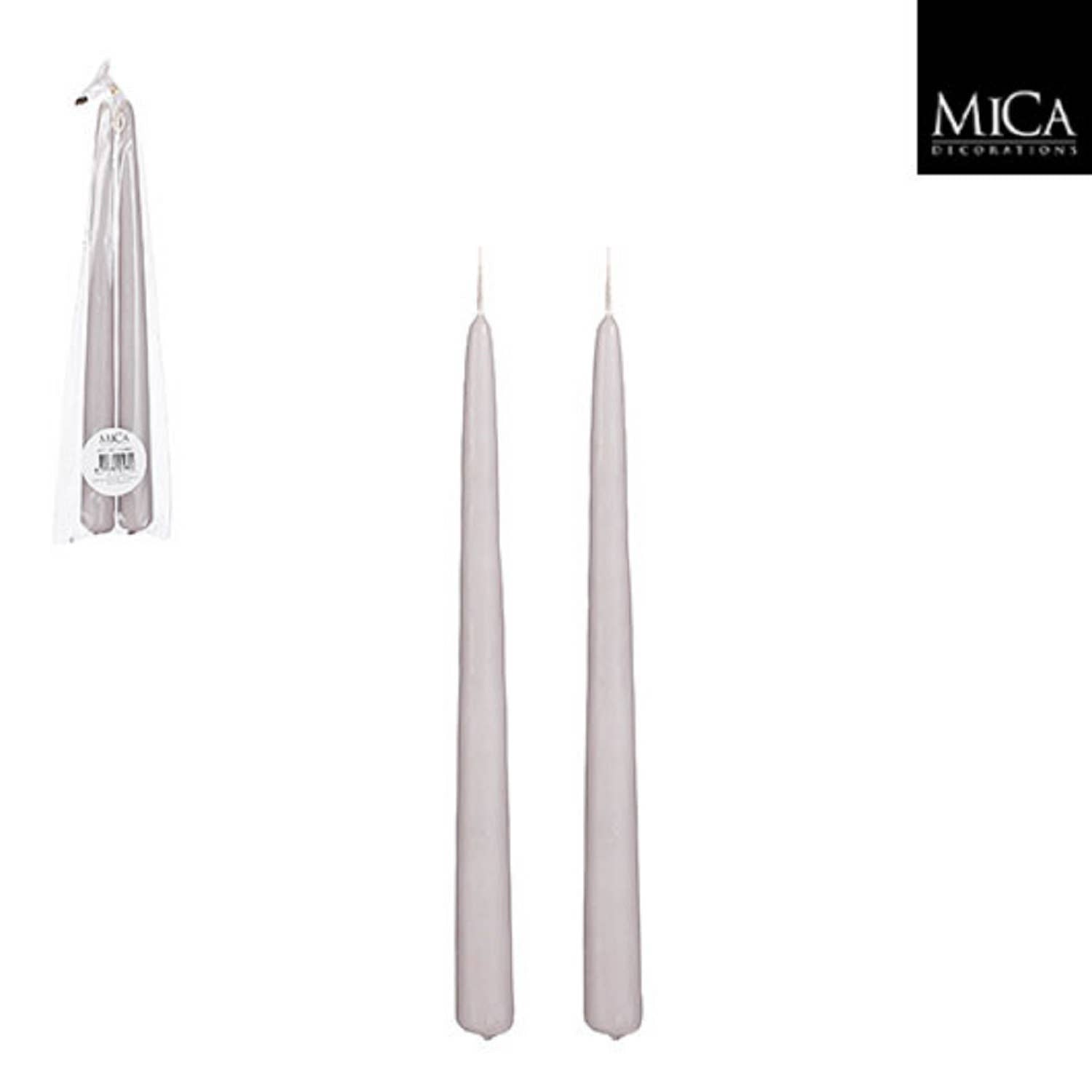 Set of 2 Light Grey Taper Candles