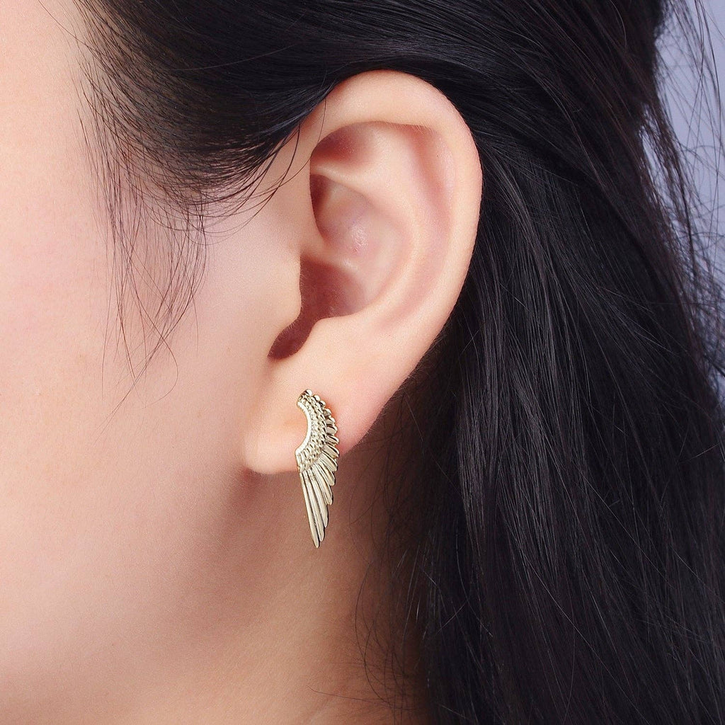 Angel Wing Earrings, Gold Hoop Earrings With Wing AE1012